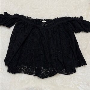 Garage Black Off-Shoulder Lace Blouse L